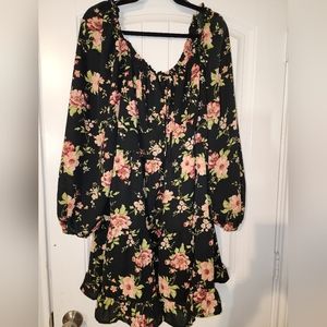Floral black multicolored dress